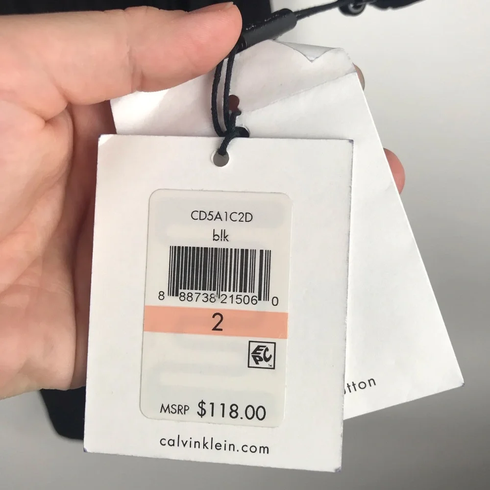 Calvin Klein Black Mini Wrap Dress with Grommet Detail